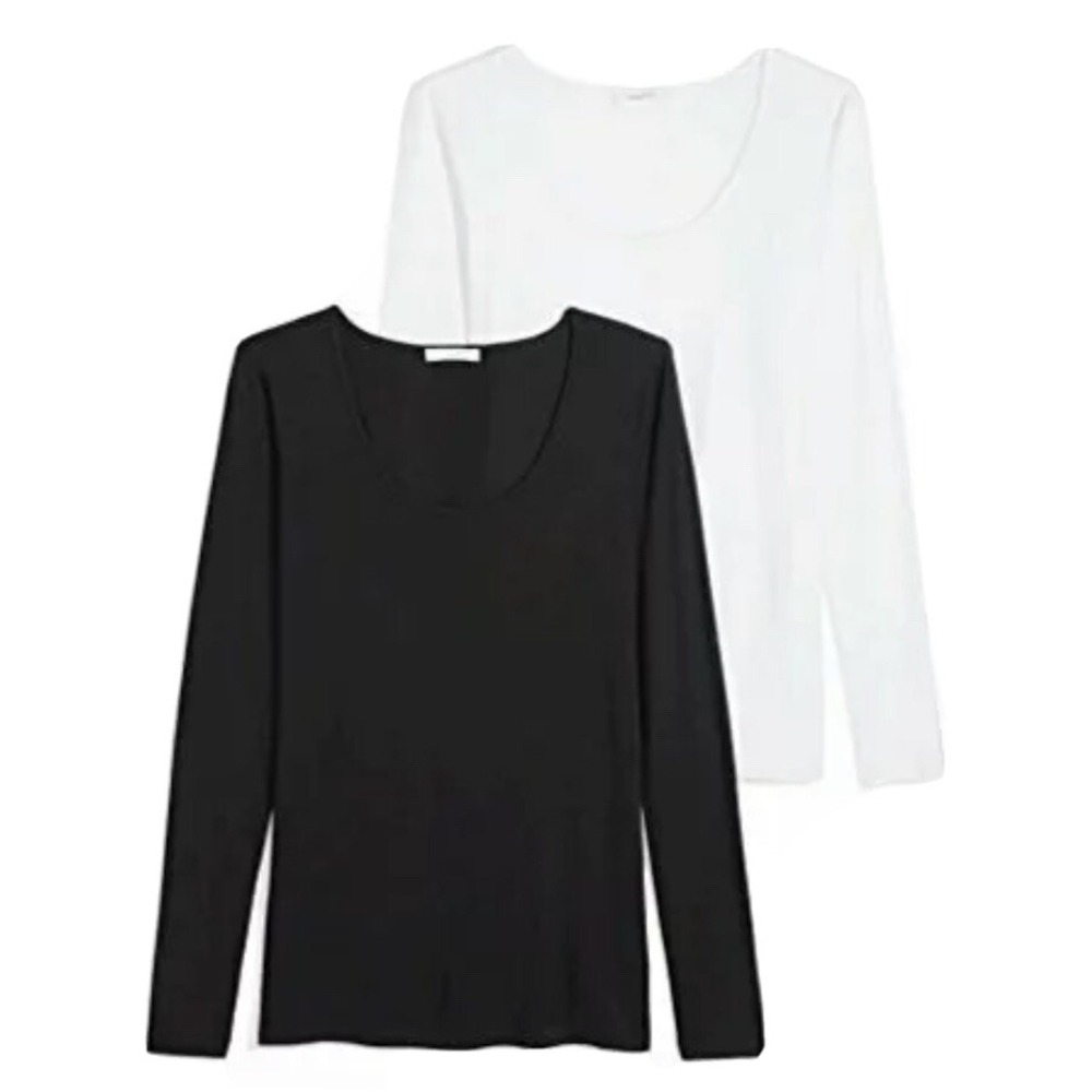 Daily‎ Ritual Women's Stretch Supima 3/4-Sleeve V-Neck T-Shirt, 2- Pack Size S/P